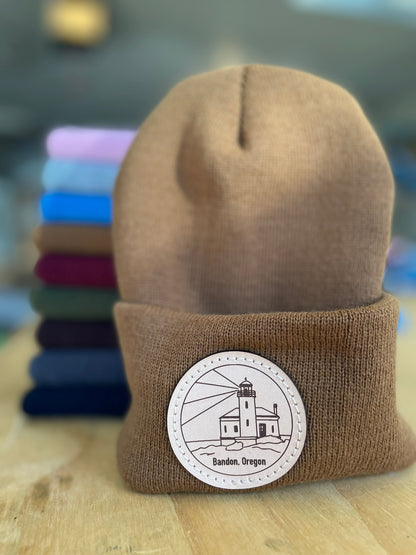 Custom Leather Patch Beanies