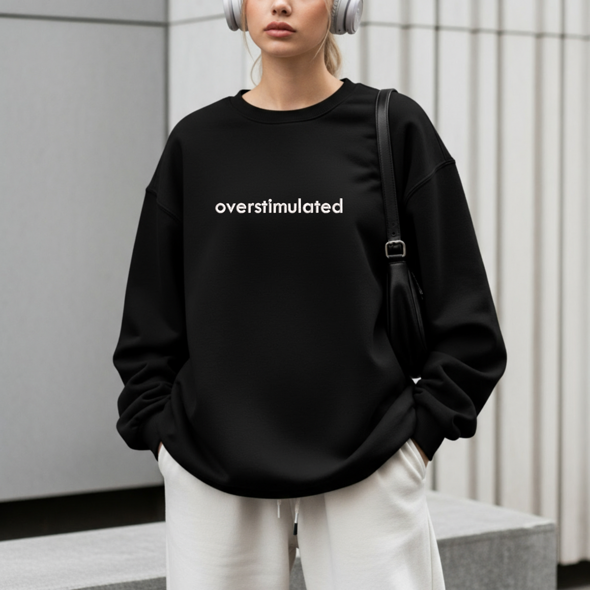 OVERSTIMULATED EMBROIDERED CREWNECK SWEATSHIRT